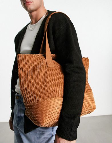 Maxi borsa in tessuto a coste color tabacco - ASOS DESIGN - Modalova