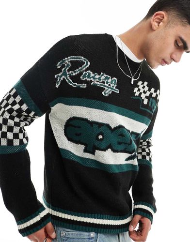 Maglione comodo soffice con motivo stile racing - ASOS DESIGN - Modalova