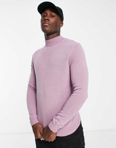 Maglione con collo alto in lana d'agnello polvere - ASOS DESIGN - Modalova