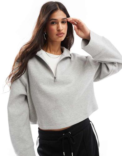 Maglione corto super morbido a maniche lunghe squadrato con zip corta mélange - ASOS DESIGN - Modalova