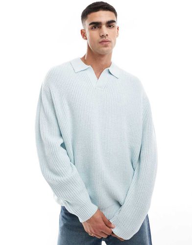 Maglione azzurro oversize lavorato a coste inglesi con intaglio sul collo - ASOS DESIGN - Modalova