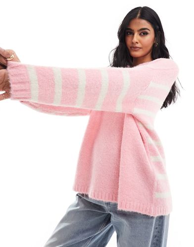 Maglione girocollo rosa con righe sul retro - ASOS DESIGN - Modalova