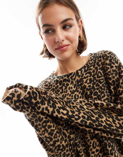 Maglione girocollo squadrato con stampa leopardata - ASOS DESIGN - Modalova