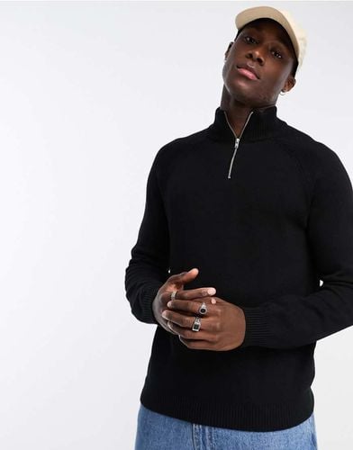 Maglione in cotone di media pesantezza con zip corta - ASOS DESIGN - Modalova