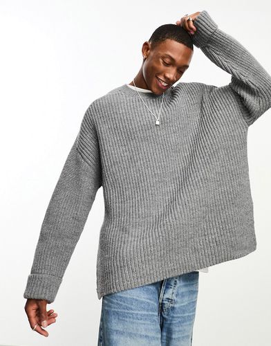 Maglione in misto lana pesante chiaro a coste con spacchi laterali - ASOS DESIGN - Modalova