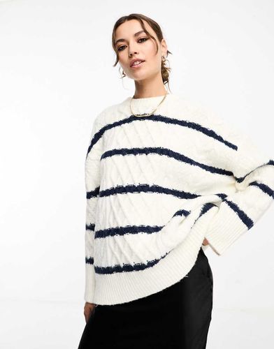 Maglione oversize a righe lavorato a trecce - ASOS DESIGN - Modalova