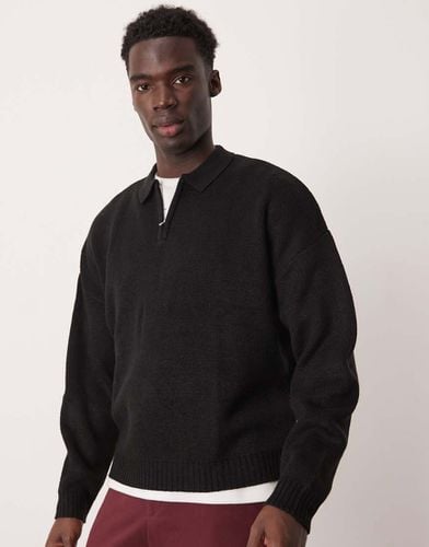 Maglione stile polo oversize squadrato con zip corta - ASOS DESIGN - Modalova