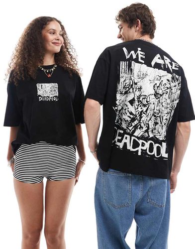 Marvel - T-shirt oversize unisex nera con stampa Deadpool sul davanti - ASOS DESIGN - Modalova