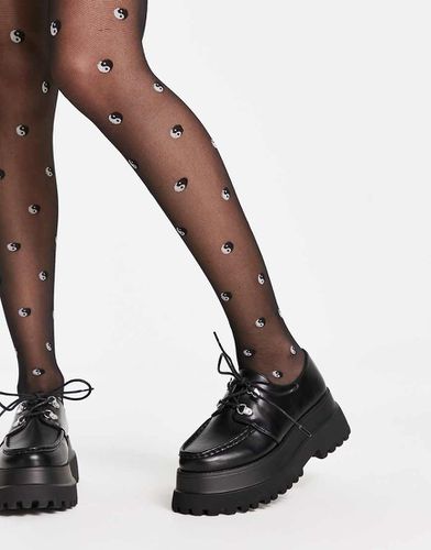 Memphis - Scarpe basse stringate con suola spessa nere - ASOS DESIGN - Modalova