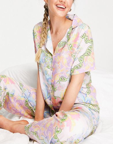 Mix & Match - Camicia del pigiama in modal con stampa di catene stile foulard - ASOS DESIGN - Modalova
