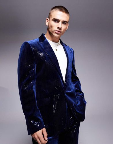 Novità - Giacca da abito skinny in velluto con paillettes - ASOS DESIGN - Modalova