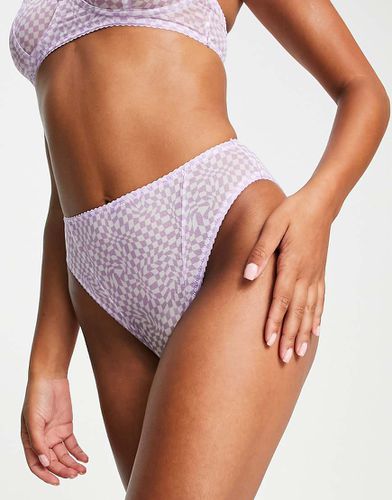 Slip in rete lilla con stampa a quadri astratta - ASOS DESIGN - Modalova