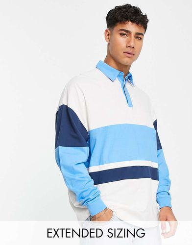 Polo oversize stile rugby a maniche lunghe color block - ASOS DESIGN - Modalova