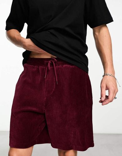 Pantaloncini oversize in velour a coste bordeaux - ASOS DESIGN - Modalova