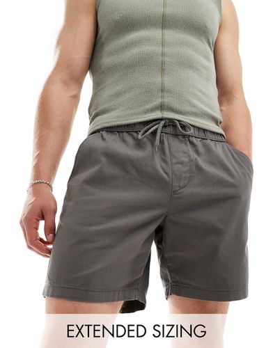Pantaloncini chino slim lunghezza media grigi con vita elasticizzata - ASOS DESIGN - Modalova
