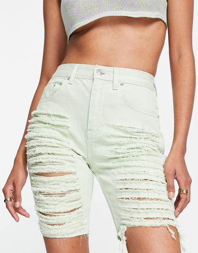Pantaloncini di jeans taglio lungo color menta con strappi - ASOS DESIGN - Modalova