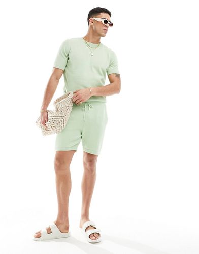 Pantaloncini in maglia di cotone di media pesantezza verdi in coordinato - ASOS DESIGN - Modalova
