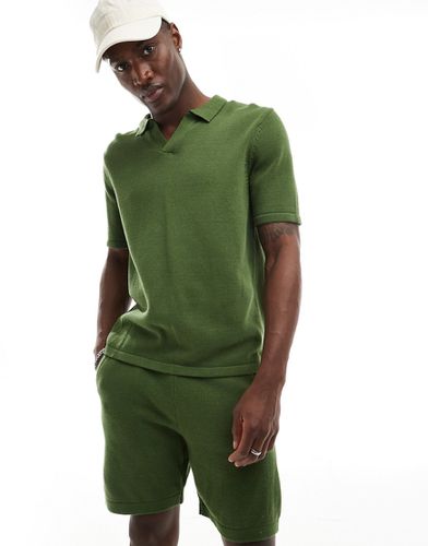 Pantaloncini in maglia di cotone di media pesantezza color kaki in coordinato - ASOS DESIGN - Modalova