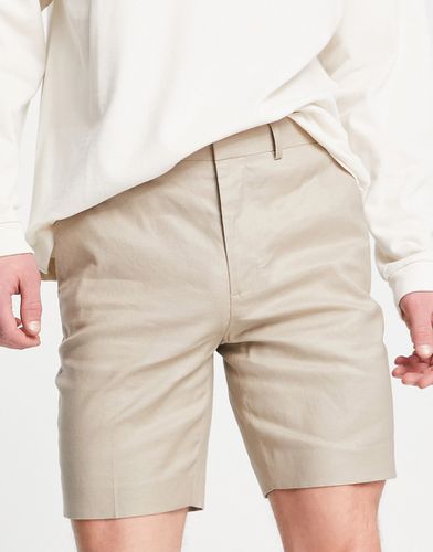 Pantaloncini skinny eleganti in misto lino color pietra - ASOS DESIGN - Modalova