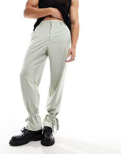Pantaloni a fondo ampio eleganti salvia con fondo con laccetti - ASOS DESIGN - Modalova