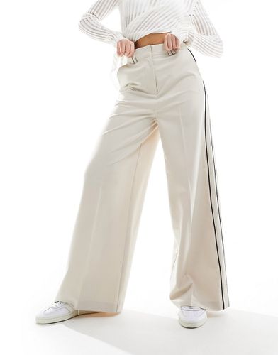 Pantaloni a vita alta color pietra con riga laterale - ASOS DESIGN - Modalova