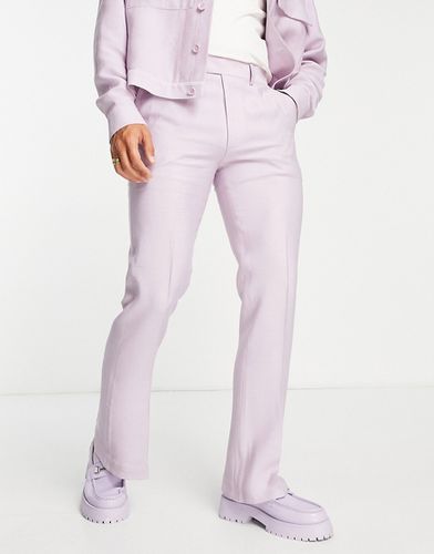 Pantaloni a zampa eleganti skinny in tessuto stropicciato lilla in coordinato - ASOS DESIGN - Modalova