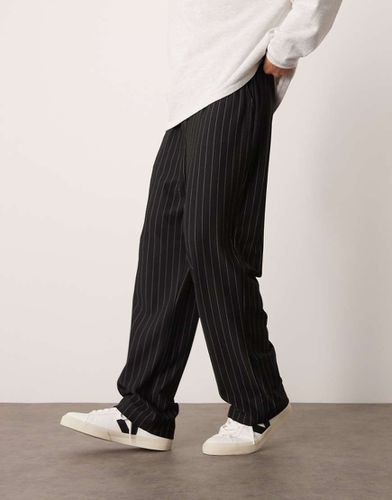 Pantaloni ampi neri con motivo gessato in coordinato - ASOS DESIGN - Modalova