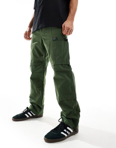 Pantaloni cargo color kaki a pannelli con toppa - ASOS DESIGN - Modalova