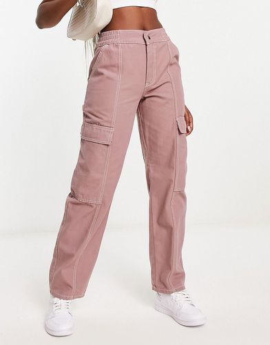 Pantaloni cargo color visone con cuciture a contrasto - ASOS DESIGN - Modalova