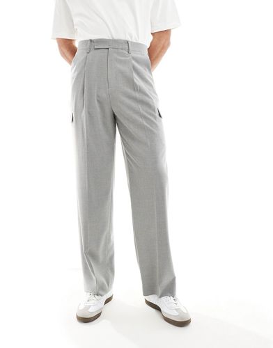Pantaloni cargo eleganti a fondo ampio grigi in coordinato - ASOS DESIGN - Modalova