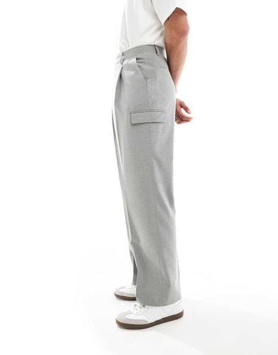 Pantaloni cargo eleganti a fondo ampio grigi in coordinato - ASOS DESIGN - Modalova