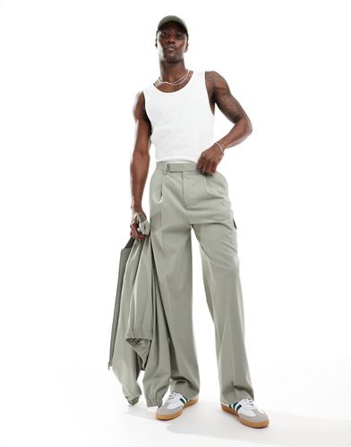 Pantaloni cargo eleganti a fondo ampio verdi in coordinato - ASOS DESIGN - Modalova