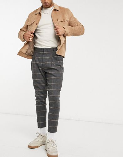 Pantaloni corti eleganti affusolati con doppia piega in misto lana a quadri - ASOS DESIGN - Modalova