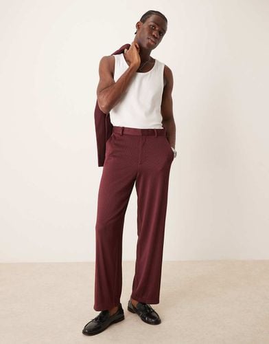 Pantaloni da abito a fondo ampio bordeaux a coste - ASOS DESIGN - Modalova