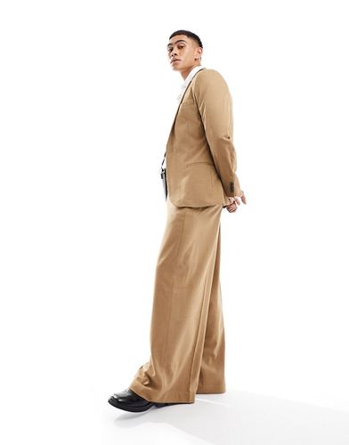 Pantaloni da abito super ampi color cammello microtesturizzati - ASOS DESIGN - Modalova