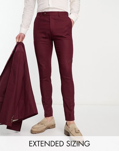 Pantaloni da abito super skinny in misto lino bordeaux - ASOS DESIGN - Modalova