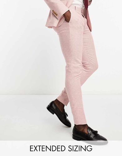 Pantaloni da abito super skinny in misto lino a quadri pied de poule - ASOS DESIGN - Modalova