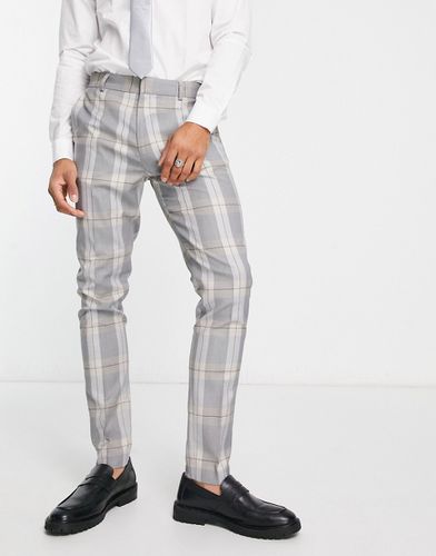 Pantaloni da abito skinny grigi a quadri con dettagli antracite - ASOS DESIGN - Modalova