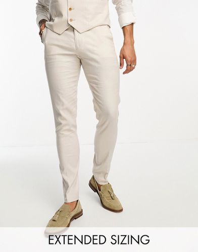 Pantaloni da abito skinny in misto lino color pietra - ASOS DESIGN - Modalova