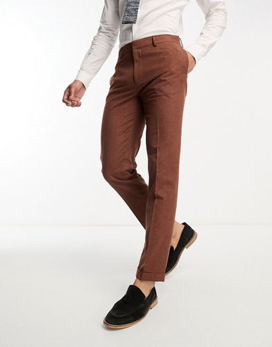 Pantaloni da abito slim testurizzati color cioccolato - ASOS DESIGN - Modalova