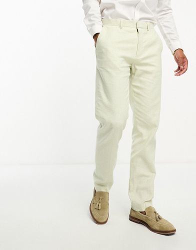 Pantaloni da abito slim verdi in lino con motivo pied de poule - ASOS DESIGN - Modalova