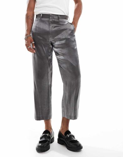 Pantaloni da abito taglio corto dritti metallizzato - ASOS DESIGN - Modalova