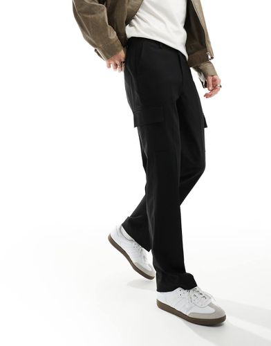 Pantaloni dritti eleganti neri con tasche cargo - ASOS DESIGN - Modalova