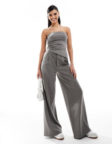 Pantaloni eleganti con fondo ampio color antracite in coordinato - ASOS DESIGN - Modalova