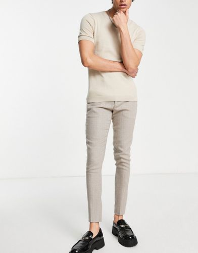 Pantaloni super skinny da abito in tweed misto lana beige - ASOS DESIGN - Modalova