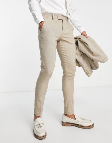 Pantaloni super skinny da abito in tweed misto lana beige - ASOS DESIGN - Modalova