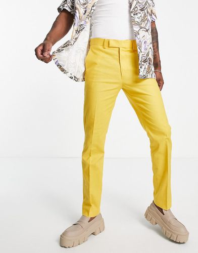 Pantaloni slim eleganti in misto lino color senape - ASOS DESIGN - Modalova