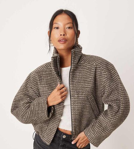 ASOS DESIGN Petite - Bomber elegante a quadri con scollo a imbuto - ASOS Petite - Modalova