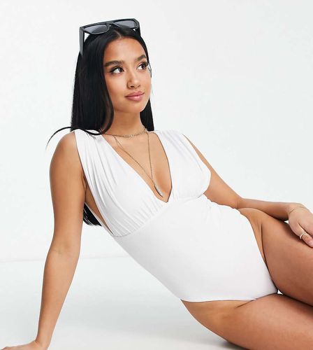 Petite - Costume da bagno intero con scollo profondo raccolto - ASOS DESIGN - Modalova