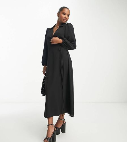 ASOS DESIGN Petite - Vestito midi a portafoglio con colletto - ASOS Petite - Modalova